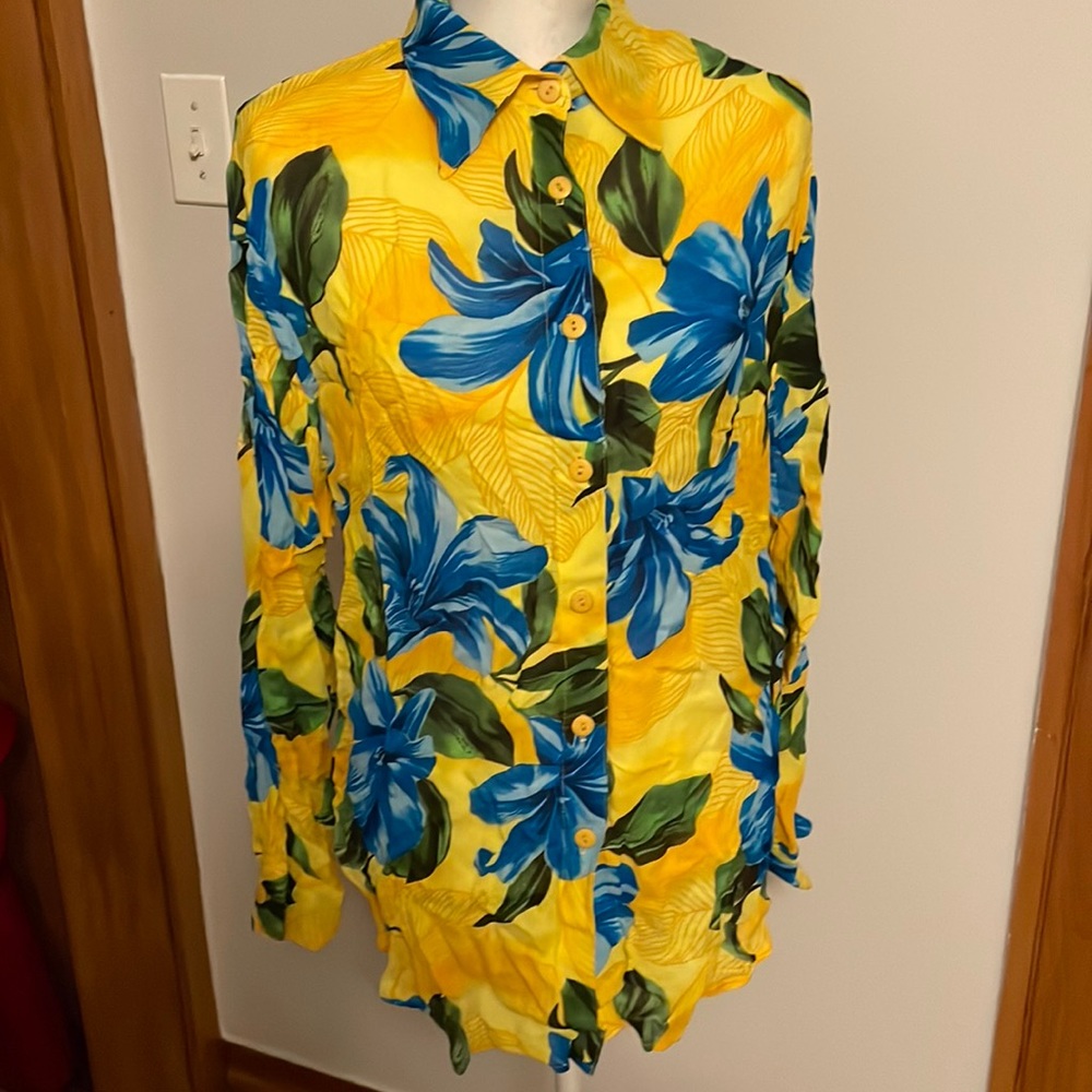 Vintage Elisabeth Stewart Hawaiian Button-Down Rayon Shirt - Size M
